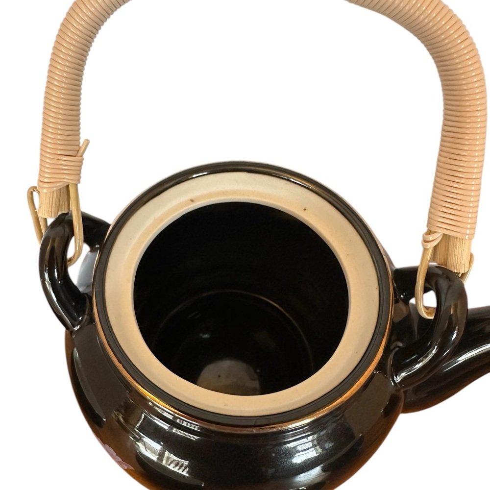 Elegant Floral Black Tea Set with Bamboo Handle - Picture 5 of 12